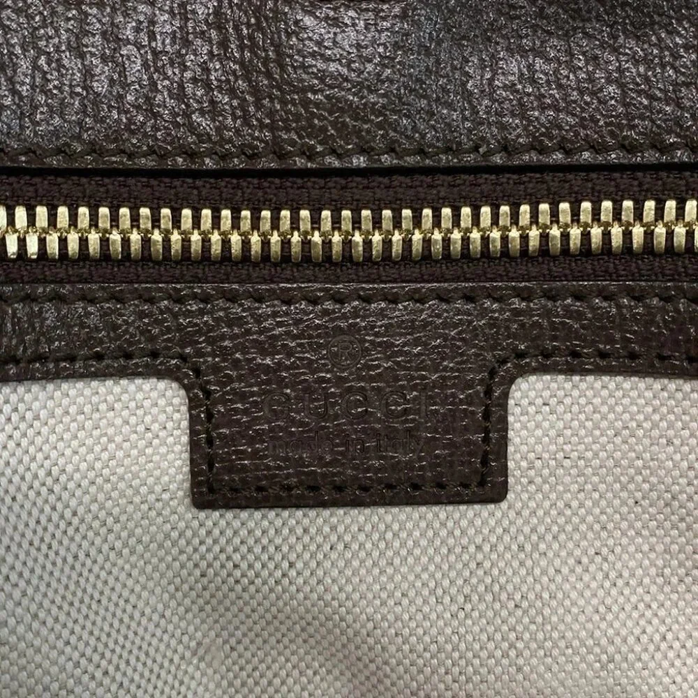 GUCCI JumboGG Tote Bag Beige Dark Brown Jacquard Leather Jumbo GG Canvas - Picture 14 of 15